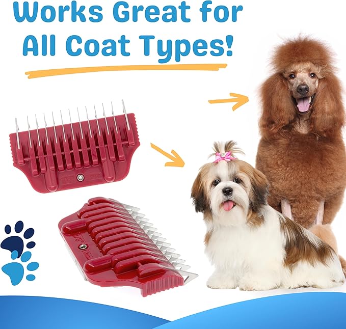 3MM 1/8" Cut Wide Clipper Guard Attachment for A5 Type Wide Blade | Stainless Steel Blade for Professional Groomers and Stylist | Snap-On/Off Design