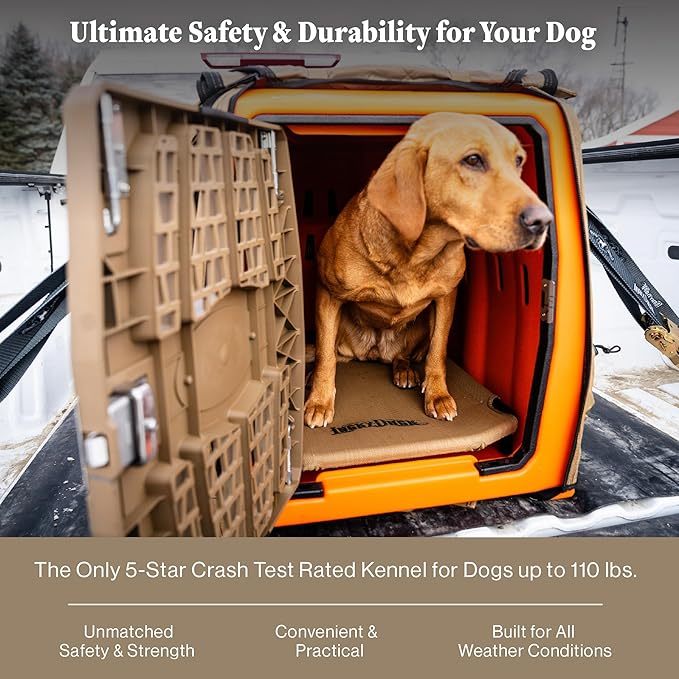 Lucky Dog Kennel, Durable Crash Tested Portable Dog Crates, Large, Uplander (Orange)