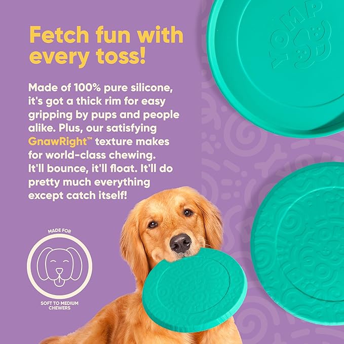 Yomp FetchFlyer Dog Frisbee – Interactive Flying Disc Toy for Soft and Medium Chewers – Outdoor Fetch Toy for Dogs – Made from Pet-Safe, Non-Toxic Silicone