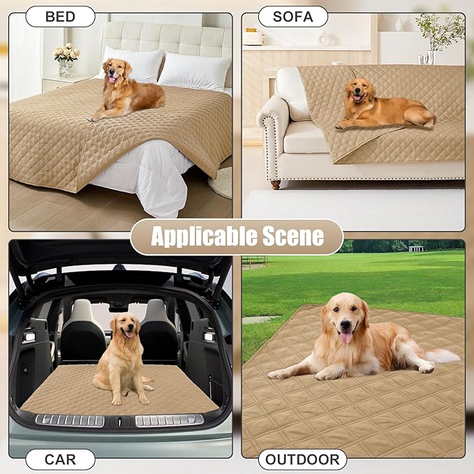 Smiry Waterproof Dog Blanket, Reversible Dog Bed Cover Pet Blanket, Soft Pet Couch Covers for Sofa Washable, Bed Couch Sofa Furniture Protector for Puppy Cat Kids (52"x82", Camel/Camel)