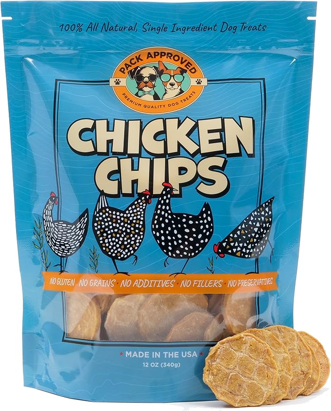 Chicken Chips - Crunchy, Single Ingredient Dog Treat -100% All Natural Chicken Breast - 12oz