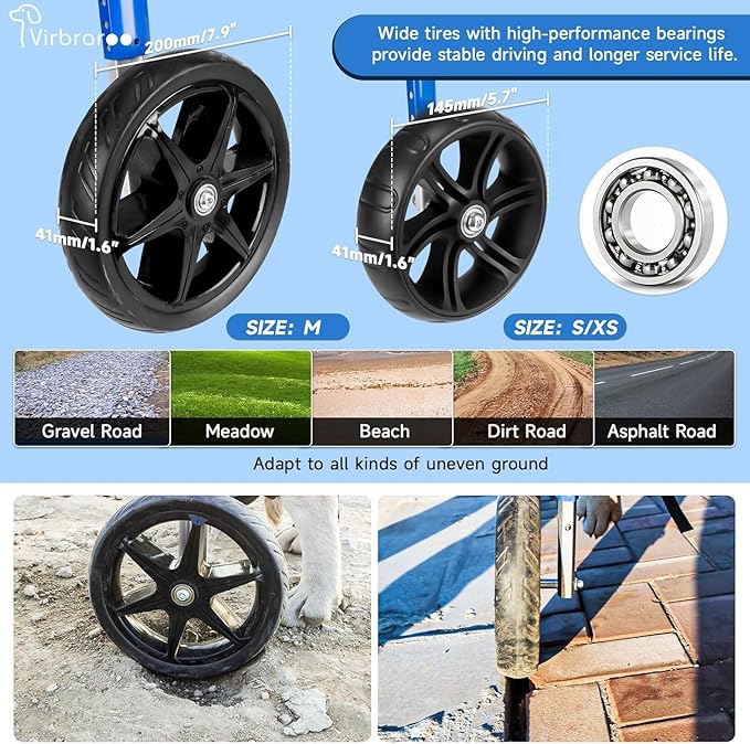 Dog Wheelchair for Back Legs, Dog Wheelchair with All-Terrain Tires & Durable Bearings, Large Dog Wheelchair for Back Legs, 35-48.5 lbs (M)