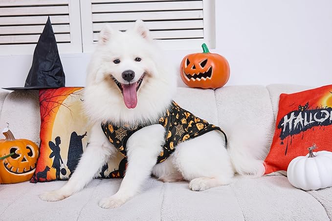 Aiboria Winter Dog Coat Windproof Fleece Jacket with Chest Strap Dog Vest Harness Halloween Black 4XL