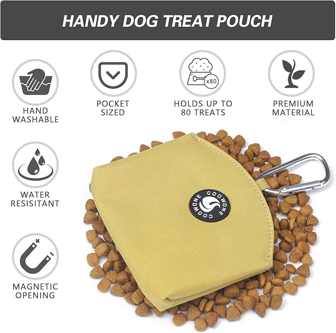 COOWONE Dog Treat Pouch Magnetic Closure Small Dog Training Treat Pouch Pocket Sized Small Dog Treat Pouch with Clip (Khaki)