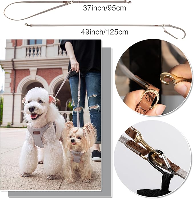 Puppytie No Pull xs Dog Harness with Multifunction Dog Leash,Soft Adjustable No Choke Escape Proof Pet Harness Vest,Denim Gray,XXS