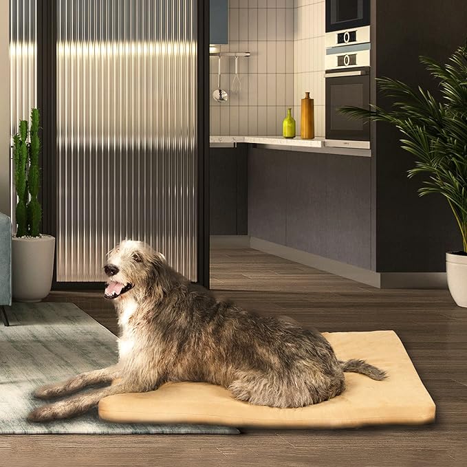 Pet Support Systems Orthopedic Dog Bed - Gel Memory Foam Pet Bed, Luxury Washable Dog Bed for Sleeping and Support (Removable Cover, Large Tan Dog Bed)