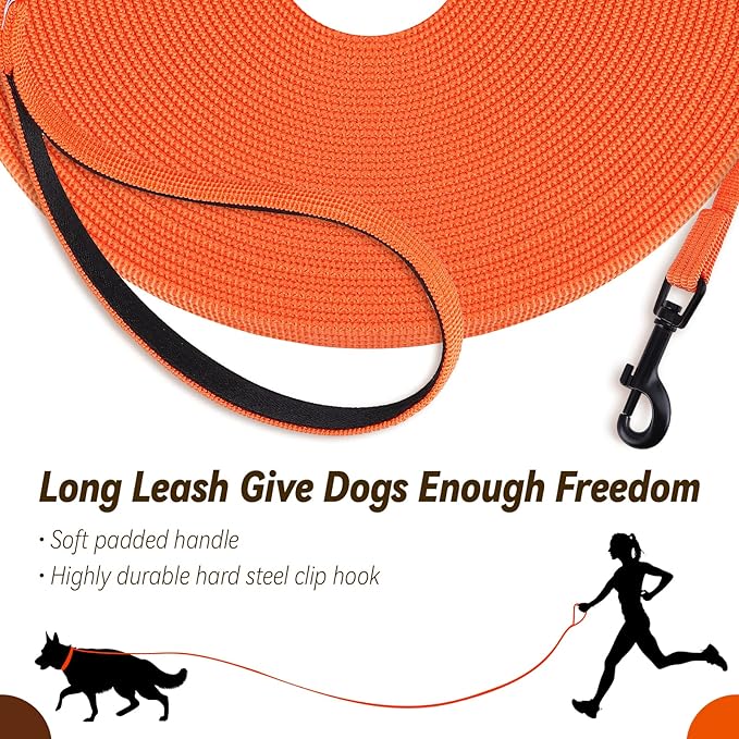 lynxking Dog Training Leash Long Obedience Recall Agility Leash 15ft 30ft 50ft Tracking Lead Perfect for Training Play Camping and Backyard