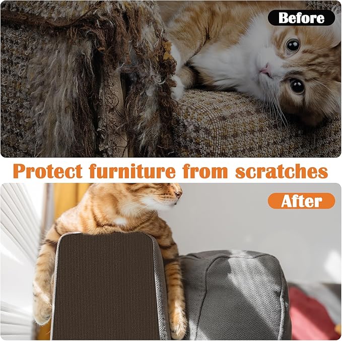 Cat Couch Protector - 78.7" x 15.8" Trimmable Self-Adhesive Cats Claws Scratch Pads, Cat DIY Climbing Scratch Furniture Protector from Cats/Dogs Scratching for Big Arm Chair/Sofa Use (Brown)