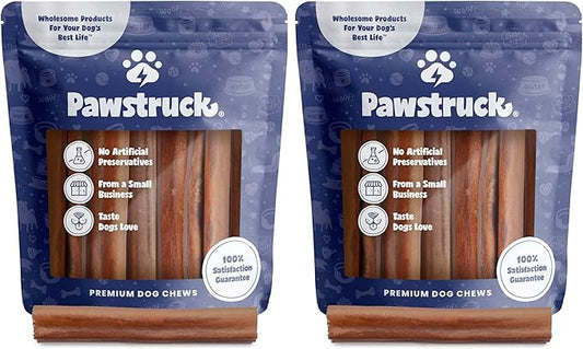 Pawstruck All Natural 5-6" Roasted Collagen Sticks for Dogs - Low Odor & Long Lasting Alternative to Bully Sticks and Rawhide Chews - Single Ingredient & Vet Approved - 20 Pack - Packaging May Vary