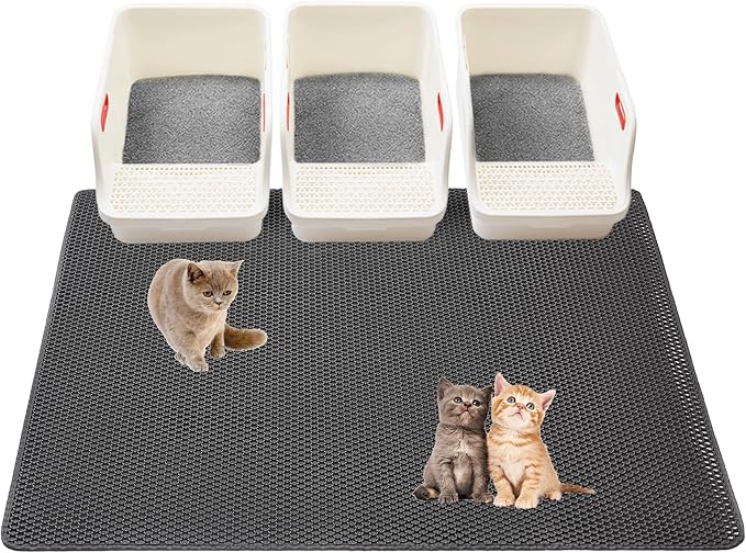 Cat Litter Mats-Super Large 47''x36'' Litter Trapping Mat for Cat-XXL Litter box Matt for Floor-2 Layer Catcher Rug for Pet kitty Litterbox-Waterproof Urine Proof,Non-Slip