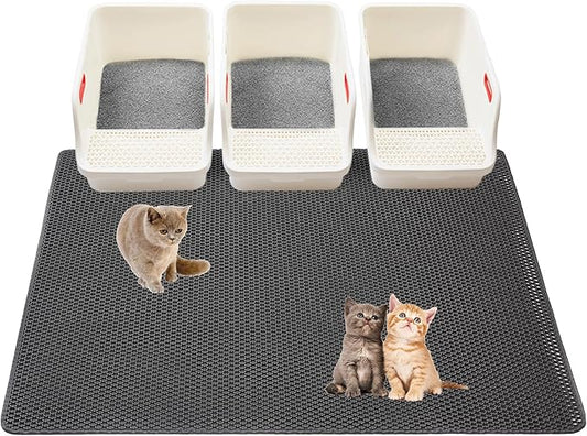 Cat Litter Mats-Super Large 47''x36'' Litter Trapping Mat for Cat-XXL Litter box Matt for Floor-2 Layer Catcher Rug for Pet kitty Litterbox-Waterproof Urine Proof,Non-Slip