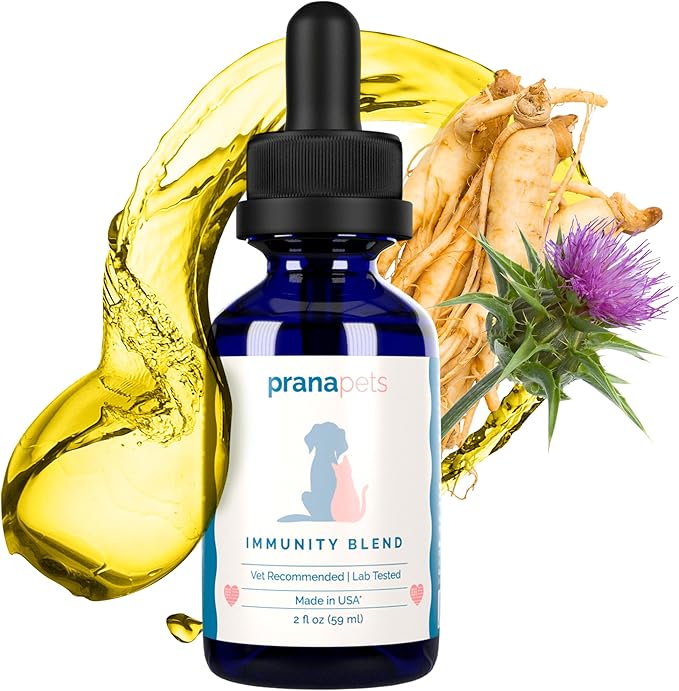 PranaPets Immunity Blend Supplement for Dogs & Cats | Naturally Helps Relieve Fatigue & Weakness in Pets | Promoting Increased Energy, Normal Appetite & Immune Support