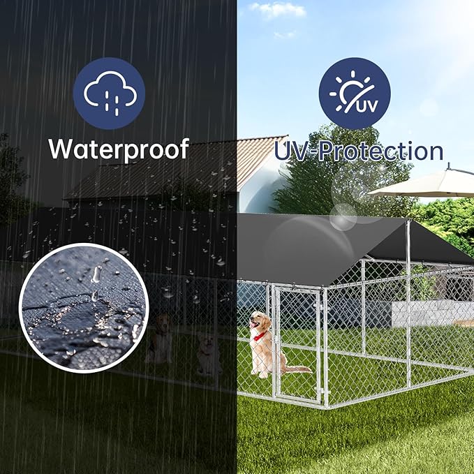 Outdoor Dog Playpen Heavy Duty Dog Kennel House Mesh Dog Big Cage Pet Kennel Steel Fence with Secure Lock