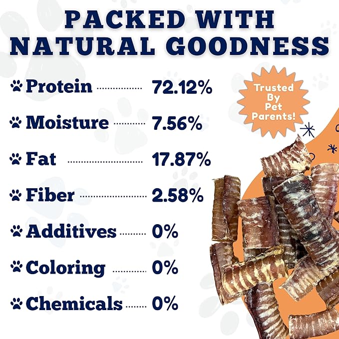 Amazing Dog Treats - 6 Inch Beef Trachea Dog Chews (20 pcs - 32 oz) - Trachea Dog Treats - NO Hide - Digestible and Safe Chews for Dogs - Glucosamine and Chondroitin for Joint Health for Dogs