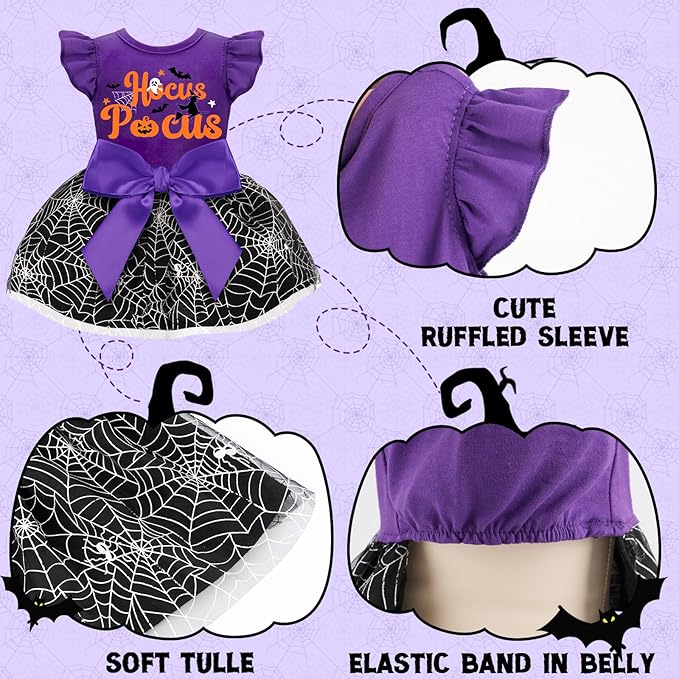 Dog Halloween Costumes Dog Ruffle Dress Pet Halloween Costumes Cute Puppy Dress with Bowknot Tulle for Small Medium Large Dogs Pumpkin Witch Bat Girl Dog Cat Pet Clothes Apparel