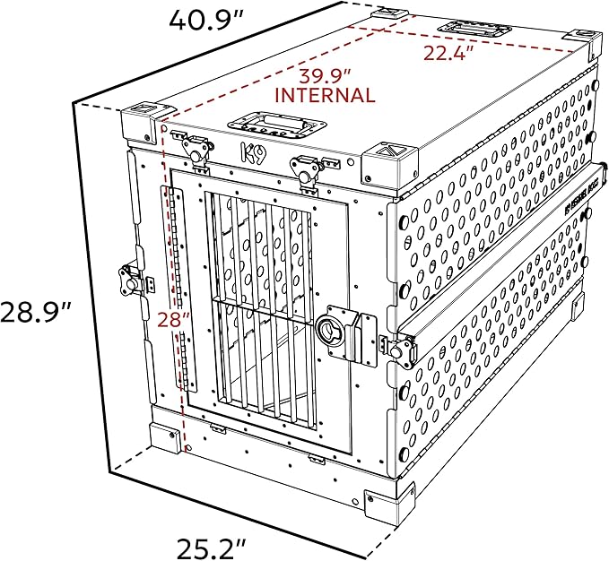 Heavy Duty Fully Collapsible Powder-Coated Aluminum Dog Crate - Medium-Long (Black)