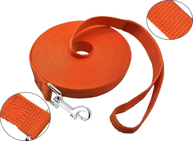 PETGOGO 15ft 20ft 30ft 40ft 50ft Long Dog/Puppy Lead Obedience Recall Training Dog Leashes for Small Medium Dogs Camping, Training, Play, or Backyard (20 FT, Orange)