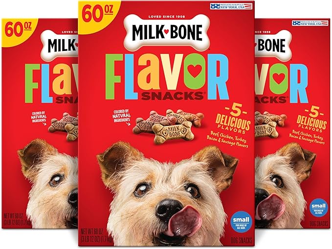 Milk-Bone Flavor Snacks Small Dog Treats, 60 Ounce (Pack of 3)