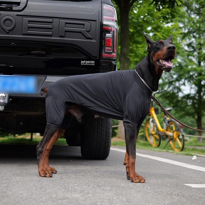 LoveLongLong Dog Jumpsuit with UV Protection and Quick-Dry Fabric for Spring Summer Pet Pajamas Black S