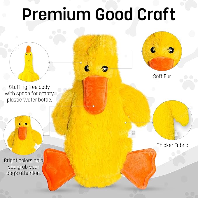 FGA MARKETPLACE Duck-Squirrel Flat NO Stuffing NO Squeak Plush Dog Toy, Funny Style Will Entertain Your Pet for Hours, Recommended for Small and Medium Dog 21 INCH Long