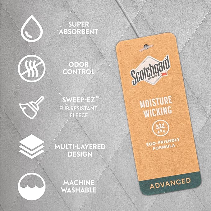 Paw Inspired 48 Inch Round Playpen Mat, Super Absorbent Fleece Cage Liner with Non-Slip Bottom, Waterproof Pet Play Pen Pad for Dogs, Rabbits, Guinea Pigs, Hamsters, Small Animals (Light Gray)