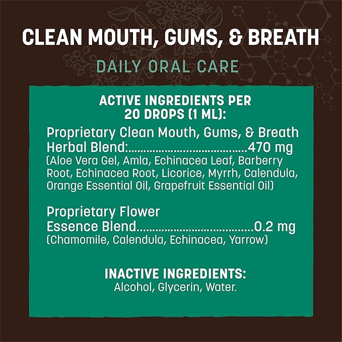 Earth Animal Apothecary Liquid Supplement - Clean Mouth, Gums & Breath Herbal Remedies for Dogs & Cats - 2 fl oz