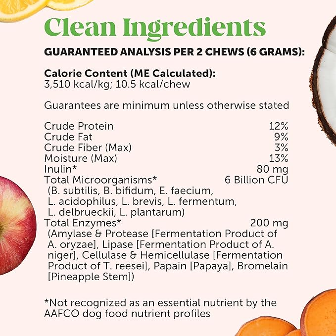 Pet Honesty Probiotics for Dogs for Occasional Diarrhea & Bowel Support, Digestive Enzymes with Prebiotics for Gut Health for Dogs, Immunity Health & Itch Relief (Pumpkin 90 ct)