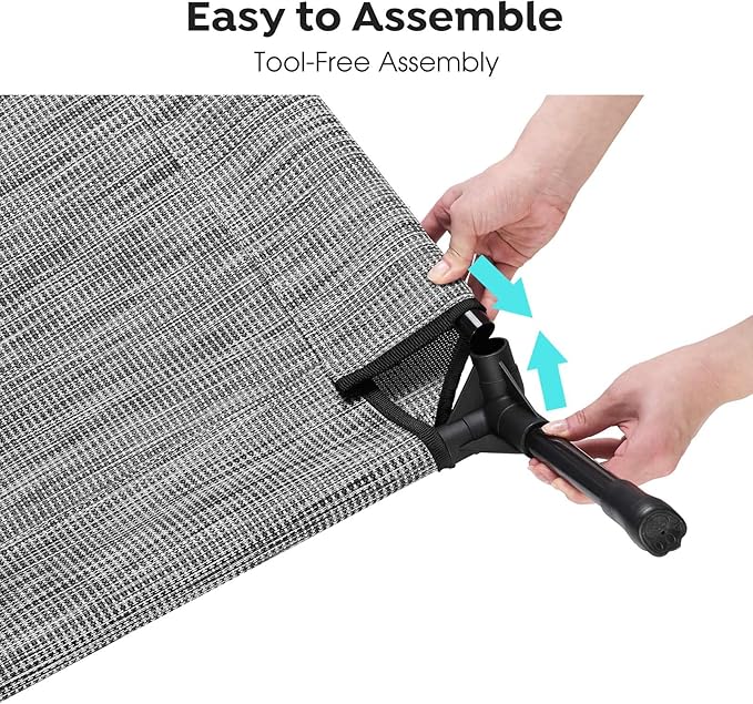 Veehoo Outdoor Elevated Dog Bed for Small Dogs, Cooling Raised Dog Cots Beds Training Platform Off Ground Hammock with Breathable Mesh, No-Slip Feet, 22"x17", Black Silver