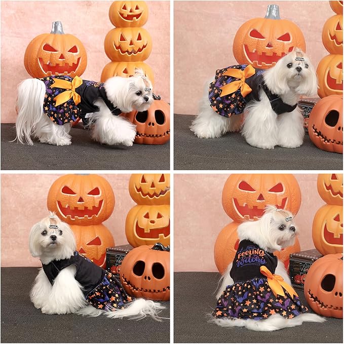 CuteBone Velvet Dog Dresses Halloween for Small Dogs, Stylish & Soft Fabric, Comfortable Fit for Everyday Wear, Perfect for Special Occasions NCVA16XS-D