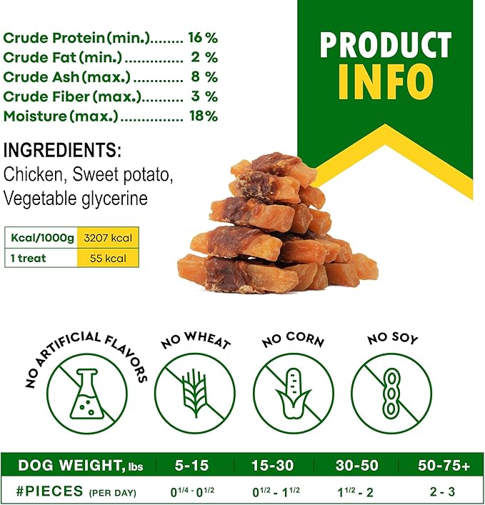 Dog Treats Sweet Potato Wrapped with Chicken 11 oz & Pet Natural Chew - Grain Free Dried Snacks in Bulk - Best Twists for Training Small & Large Dogs - Made for USA
