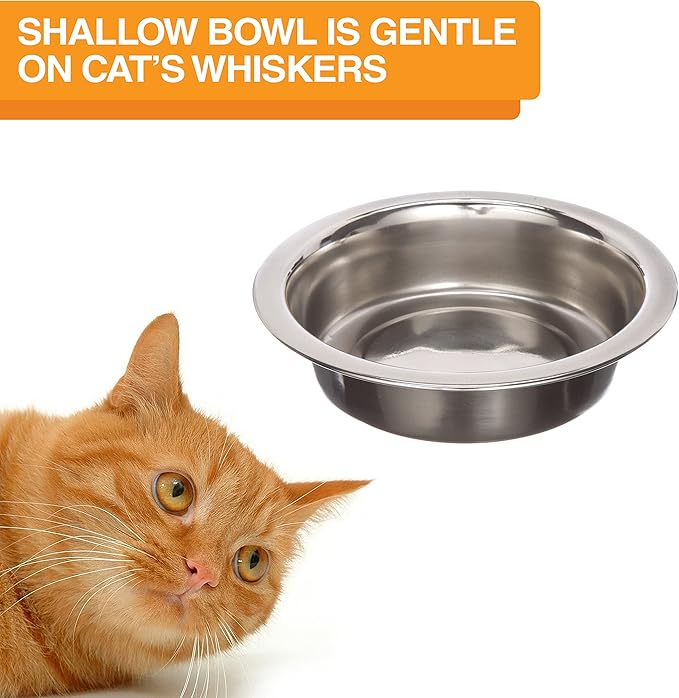 Neater Feeder Express Mess Proof Cat Bowls Elevated, No Spill Feeding Station, Stainless Steel Dishes for Food and Water, Raised Bowls for Indoor Cats, No Fatigue Whisker Friendly Dish, Almond