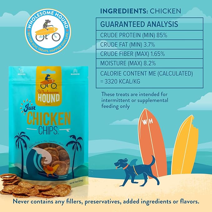 Just Chicken Chips | Single Premium Ingredient & Healthy Treats | All Natural Training Treats for Small, Medium, and Large Dog Breeds | Made in USA - 16oz