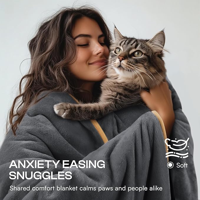 Luciphia Waterproof Pet Blanket, Liquid Pee Proof Dog Blanket for Sofa Bed Couch, Reversible Sherpa Fleece Furniture Protector Cover for Small Medium Large Dogs Cats, Grey+Beige Medium（57" x 40"）