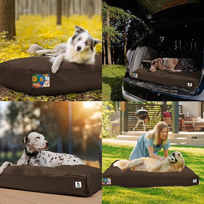 Sytopia 36 Inch Canvas Dog Bed for Large and Medium Dogs, Outdoor and Indoor Pet Bed, Waterproof Washable Removable Cover, Patio Pet Pad, Brown