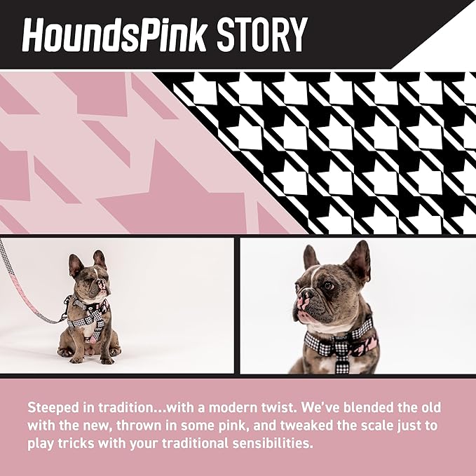 Wolfgang Heavy Duty Adjustable Dog Harness, Pull-Tested to Over 800 lbs for Walking & Training, HoundsPink Print, Medium