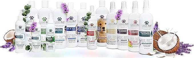 Lillian Ruff Waterless No-Rinse Dog Dry Shampoo Spray & Leave-in Dog Conditioner & Detangler - pH-Balanced for Dogs After-Bath No Rinse Hydrating Spray Set- Clean, Condition, Detangle & Deodorize