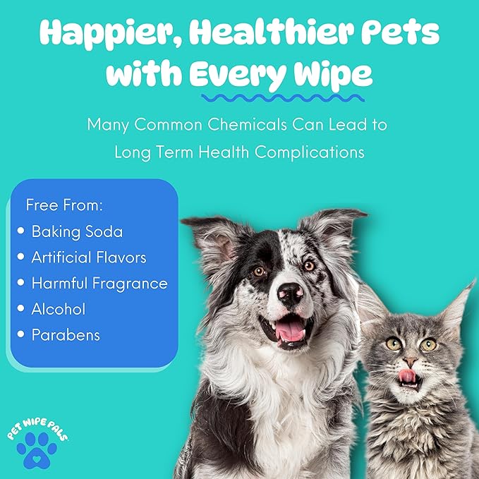 All-in-1 Dog Teeth Cleaning Wipes | Enzymatic Whitening + Micro Scrubbing Beads | No Mess, Pet Dental Wipes & Finger Tooth Brushing Kit | Plant-Based Dental Care for Cats & Dogs (60 Count)
