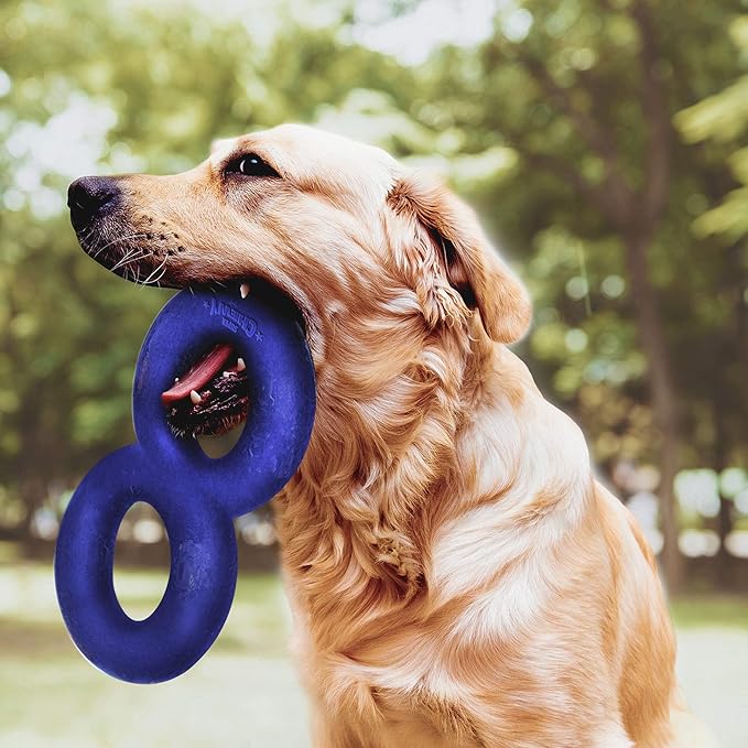 SuperChewy Tough Dog Double Ring Toy | Lifetime Replacement | Strong Natural Rubber | Great Dog Pull Toy for Exercise | Tug Toys for Dogs | Ultra Durable Chew Toys for Aggressive Chewers