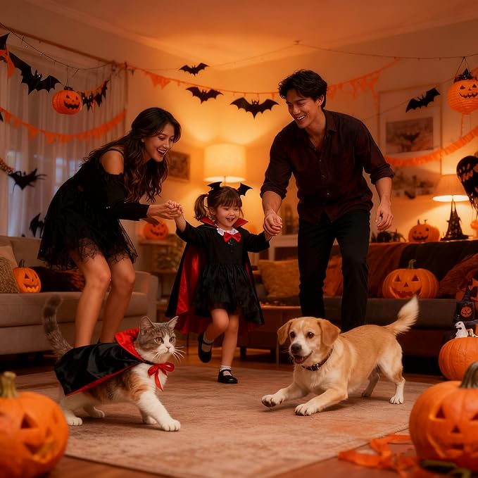 Halloween Dog Cat Vampire Cloak Costume Stand-Collar Design, Pet Cape Cosplay Apparel Holiday Party Dress Up Decoration, Halloween Costumes Cape Pet