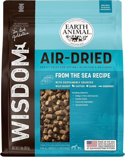 Earth Animal Wisdom Air-Dried Dog Food | From the Sea Recipe Premium Natural Dog Food | All Breeds & Ages | Made in The USA | 2 Pound Bag
