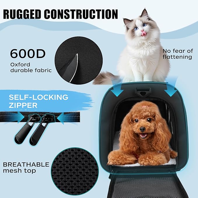 Carriers Soft-Sided Pet Carrier for Medium Large Cats Dogs Under 35Lbs,Breathable Mesh Ventilation Design,Airline Approved Cat Carrying Case(X-Large,Black)