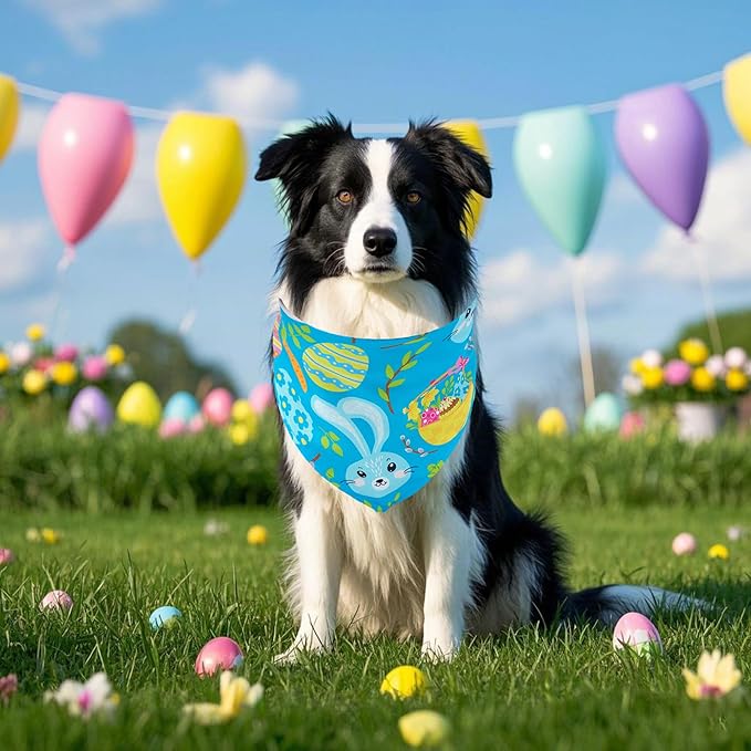 Easter Dog Bandanas for Large Dog Breed 7 Pcs Sewing Hemming Polyester Dogs Bandana Adjustable XXL Dogs Scarves Grooming L
