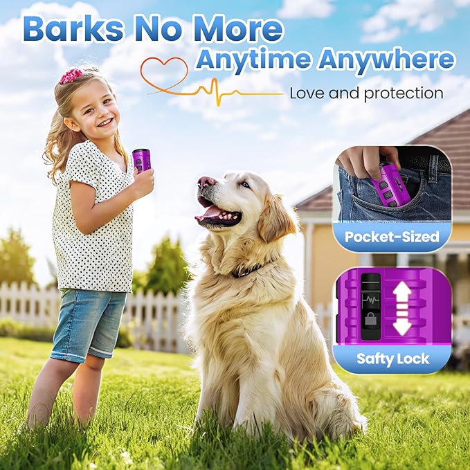 Dog Bark Deterrent Device, Anti Barking Device for Dogs 3X Ultrasonic to Stop Barking Neighbors Dog| 50ft Range, 5 Adjustable Modes, Flashlight & Beep | Safe & Effective for Small, Medium & Large Dogs