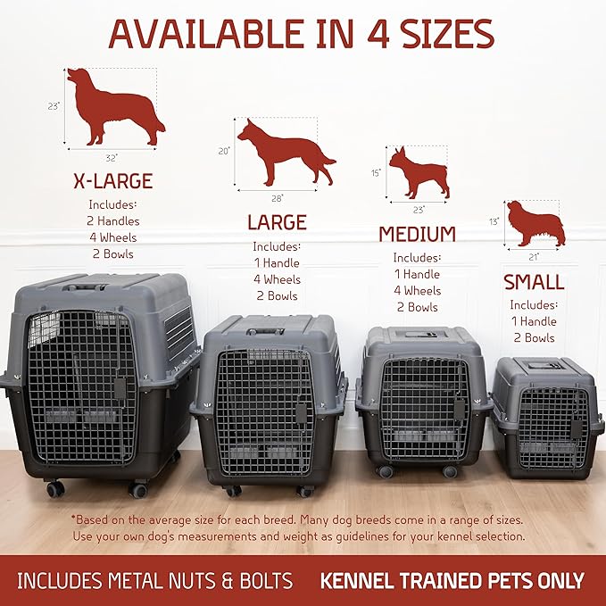 SportPet Designs Plastic Airline Approved Kennels Wire Door Travel Dog Crate, Small (No Wheels)