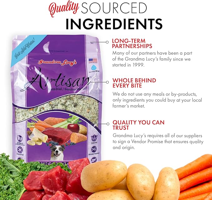 Grandma Lucy's Artisan Dog Food, Grain Free and Freeze-Dried - Artisan Venison, 10Lb Bag