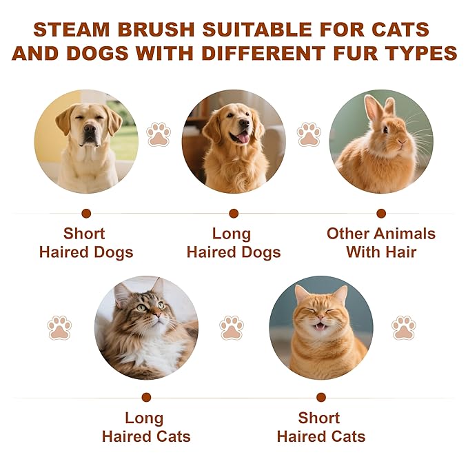 Cat Steam Brush, Dog Brush for Shedding, Pet Spray Hair Removal Comb, Pet Grooming Brush for Short & Long Haired Dogs & Cats,Spritz Defur Comb with Waterless Shampoo (White)