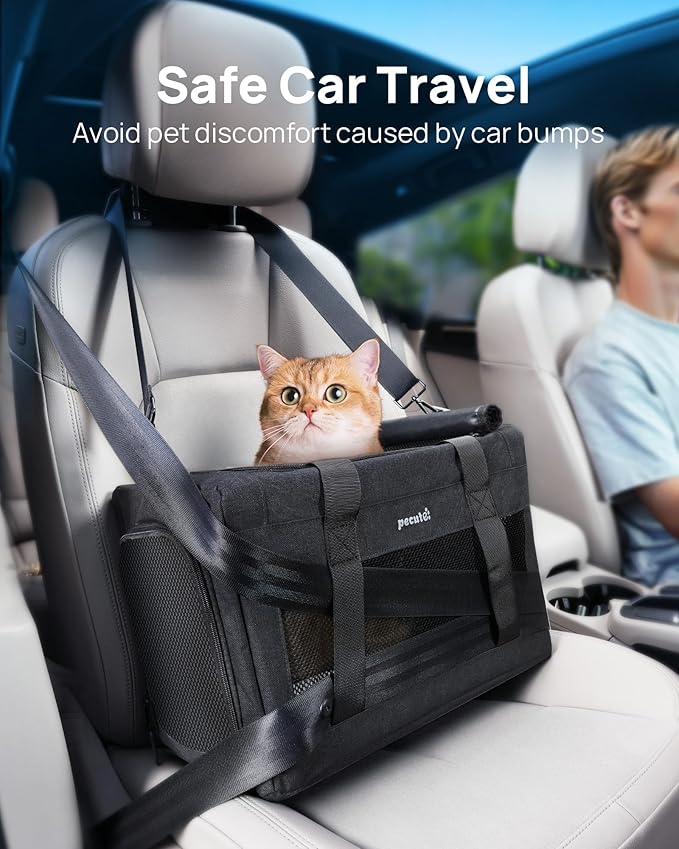 Airline Approved Cat Carrier, Pet Carrier Soft-Sided, Portable Dog Carrier with Stable Structure, TSA Approved Pet Carrier for Pets Less Than 12lbs, Cat Carrier Bag Suitable for Travel, Dark Gray
