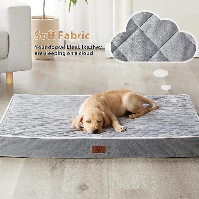 WNPETHOME Orthopedic Dog Beds for Large Dogs, Extra Large Waterproof Dog Bed with Removable Washable Cover, Egg Crate Foam Pet Bed, XL Dog Crate Bed