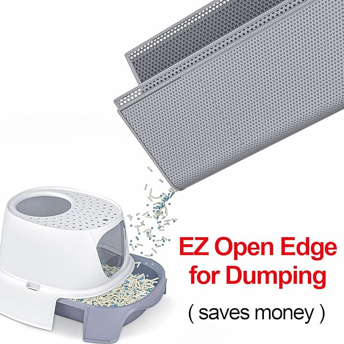 Cat Litter Box Mat: 47"x 36" Waterproof Kitty Cat Litter Trapping Mat, Easy-clean Double-layer Scatter Control Pad Rug(Grey)