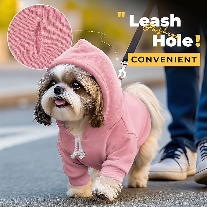 PETCARE Dog Hoodie Sweaters for Small Medium Dogs Cats Cute Soft Warm Fleece Puppy Sweaters Dog Clothes Hoodies Sweatshirt Reflective Fall Winter Chihuahua Yorkie French Bulldog Outfits, Pink